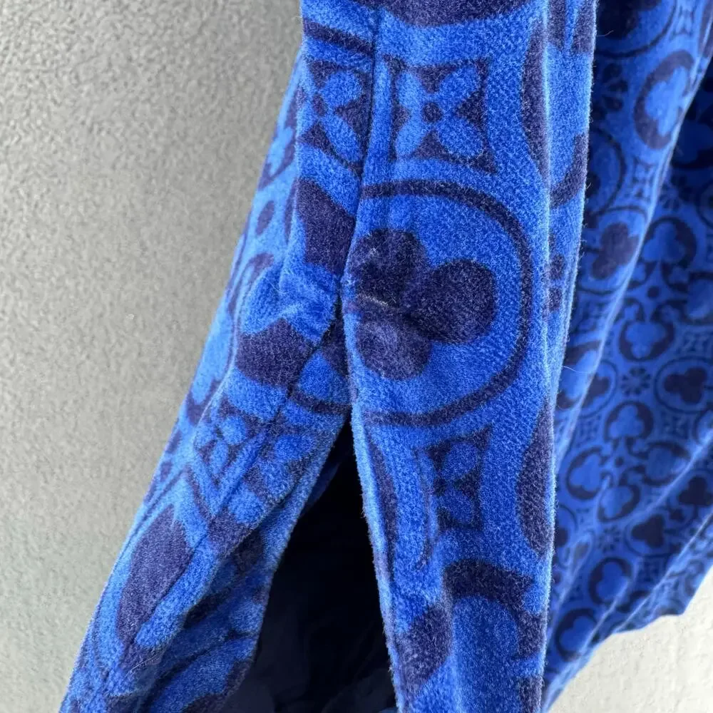 Tea Collection Blue‎ Velvet Patterned Dress Girls 7 Pockets Soft Sleeveless